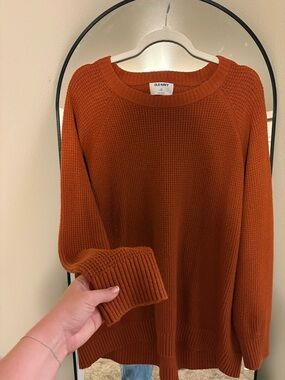 Old Navy Burnt Orange Waffle-Knit Crew Sweater
